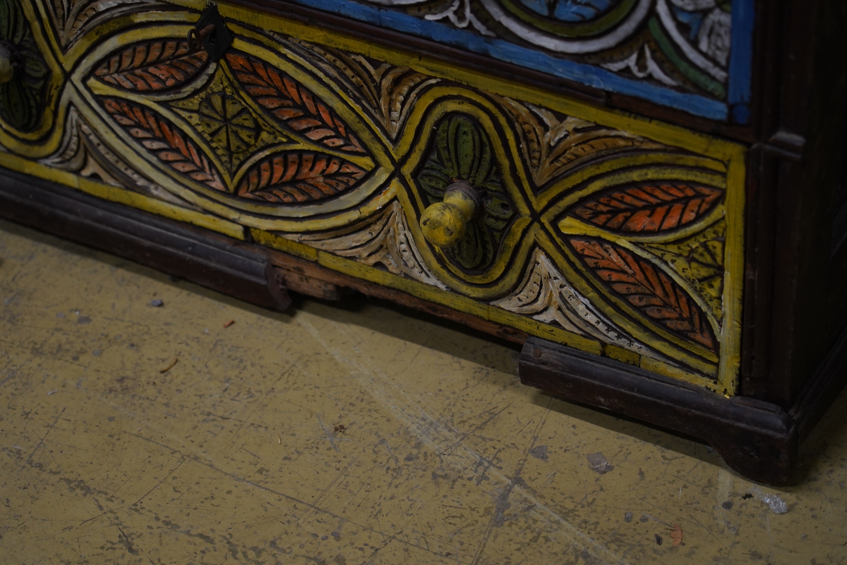 John Bratby (1928-1992): An oak bureau, polychrome decorated by the artist